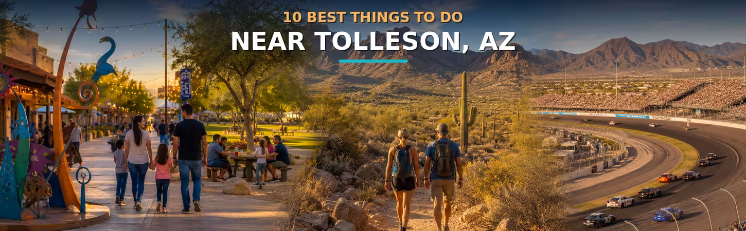 10 Best Things to Do Near Tolleson, AZ Things to do near Tolleson, AZ, including public art, Estrella Mountain hiking, and racing at Phoenix Raceway.