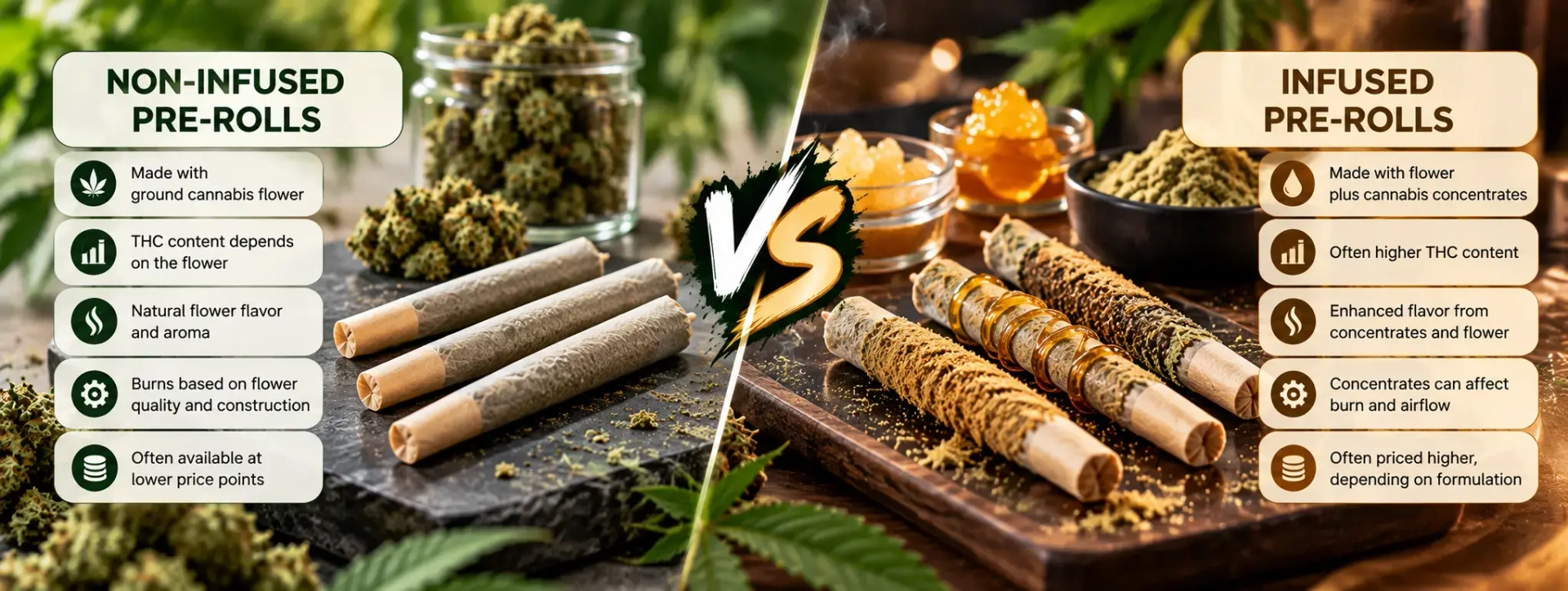 Infused vs. Non-Infused Pre-Rolls: Key Differences Infused vs. Non-Infused Pre-Rolls: Key Differences